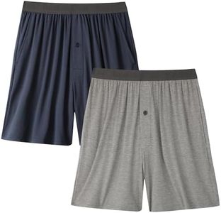 BAMBOO COOL Men's Pajama Shorts Mens Sleep Shorts Soft Breathable Lounge Comfy Sleepwear Pajamas Bottoms with Pockets 2 Pack