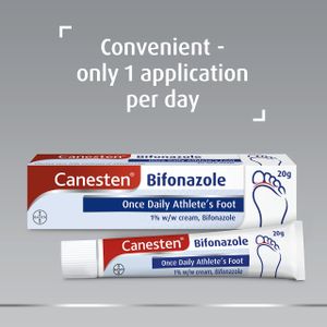Canesten Bifonazole 1% Athlete’s Foot Cream – Once Daily Antifungal, 20g