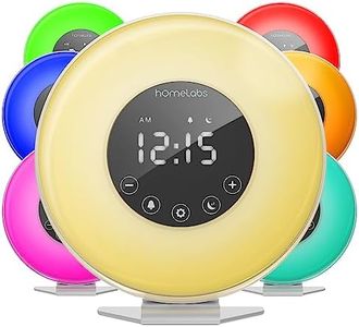 hOmeLabs Sunrise Alarm Clock - Digital LED Clock with 6 Color Switch and FM Radio for Bedrooms - Multiple Nature Sounds Sunset Simulation & Touch Control - with Snooze Function for Heavy Sleepers