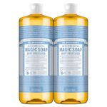 Dr. Bronner's Magic Soaps Pure-Castile Soap, 18-in-1 Hemp Unscented Baby Mild, 32-Ounce Bottles (Pack of 2)