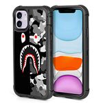 iPhone 11 Case Cool Camo Shark Street Fashion Design for Men Boys, 3-Layer Heavy Duty Rugged Shockproof Anti-Slip Hard Plastic Bumper +Soft Silicone Rubber Full Body Protection Case for iPhone 11