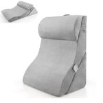 COSTWAY Bed Wedge Pillow Set, Adjustable Memory Foam Incline Cushion with Headrest & Washable Cover, Triangle Orthopedic Leg Elevation Back Support Pillow for Post Surgery, Reading, Acid Reflux, Grey