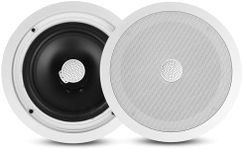 Pyle 8” Ceiling Wall Mount Speakers, Pair of 2 Way Flush Mount Midbass Woofer Speaker System, PET Dome Tweeter, 55Hz-22kHz Frequency Response & 300 Watts Peak Home Theater Sound System