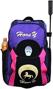 UNISTRENGH Professional Horse Riding Boot Bag Helmet Bag parent-child Equestrian Horse Riding Backpack with Hat Compartment (Purple, For Adult)