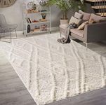 LaDole Rugs 5x7 ft Fluffy Shaggy Area Rug | Washable Fur Carpet for Bedroom, Living Room, Kitchen, Home Office, Indoor Floor Décor |Cream Beige