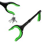 Grabber Reacher Tool - Newest Version Luxet 19 Inch Green Long, Foldable Pick Up Stick - Strong Grip Magnetic Tip - Heavy Duty Trash Picker Claw Reacher Grabber Tool Elderly Wheelchair Mobility Aid