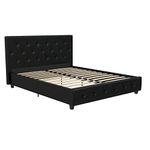 DHP Dakota Upholstered Bed, Queen, Black Faux Leather