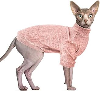 Oslueidy Ropa para Gatos Sphynx, Chaleco Suéter con Mangas para Gatos Sin Pelo, Ropa Gato Esfinge Invierno, Abrigo Pullover de Gatos para Sphynx/Cornish Rex/Devon Rex/Peterbalg (Rosa, XS)