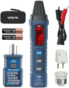 Circuit Breaker Finder with LCD Display, GFCI Outlet Tester, 90-130V Electrical Circuit Tracer Tool with NCV Tset & Flashlight, Includes Carrying Case with Adapter, Alligator Clips -VCT03P