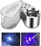 DIY Crafts Type 2, Pack of 1 Pcs, 40X Full Metal Illuminated Jewelry Loop Magnifier, LED Lighted Jewelers Eye Loupe Jewelry Magnifier for Gems ROC (Type 2, Pack of 1 Pcs)