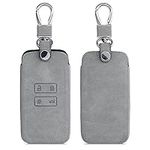 kwmobile Car Key Cover Compatible with Renault 4 Button Car Key Smart Key (only Keyless Go) - Synthetic Suede Key Fob Cover Case - Grey