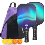 VINSGUIR Pickleball Paddle Set, USAPA Approved Fiberglass Pickleball Set of 2, 2 Paddles & 2 Pickleballs, Lightweight Carrying Bag, Pickle Ball Paddle Gifts for Beginners & Pros, Aurora Blue