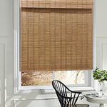 LANTIME Wood Window Roman Shades, Lined Blackout Bamboo Roman Shades Blinds, Easy Installation for Home and Garden, Pattern 1