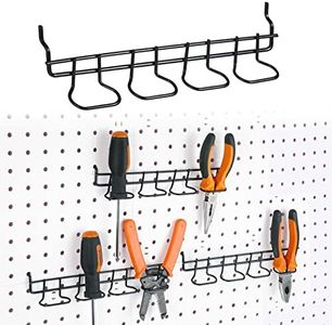 4 Pieces Pegboard Pliers Holders, Stainless Steel Pegboard Hooks Accessories Shelving Display Hooks Multi Ring Tool Holders Four Tool Multi Tool Organizer Racks for Shop Store Supermarket (Black)