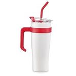 Double Wall 40oz Vacuum Insulated Tumbler with Handle and Straw - Portable Large Capacity Cup Stainless Steel Smoothie Cup -Travel Mug