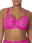 Smart & Sexy Women's Full Coverage Unlined Underwire, Lace & Mesh See, Plus Size Lingerie Inspired Retro Bra, Medium Pink, 38G