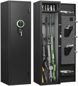 4-5 Gun Rifle Safe, Long Gun Safe for Home Rifle and Pistols with Backlit Keypad, Quick Access Gun Cabinet with LED Light and Removable Shelf