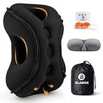 BLABOK Inflatable Travel Pillow, Portable Travel Neck Pillow for Sleeping Airplanes, Providing Neck and Head Support, with Eye Mask, Earplugs(Black)