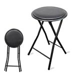 ZYBUX - Portable Round Stool - Folding, Compact, and Versatile for Home Office (1, BLACK)