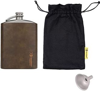 SILVERANT Titanium Hip Flask 248ml/8.73 fl oz, Ultralight Portable Leakproof Pocket Flask Flagon With Screw Cap Clip, Leather Case & Pouring Funnel