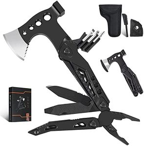 Gifts For Men Dad Husband, Camping Multitool, All in One Hatchet Survival Gear W Hammer Screwdrivers Pliers Bottle Opener Durable Sheath, Fathers Day Birthday Christmas Hunting Hiking