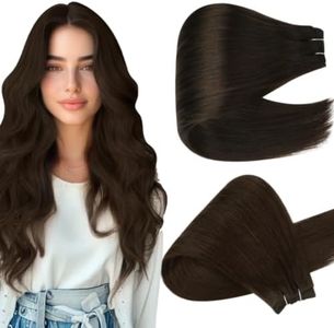 Full Shine Weft Hair Extensions Human Hair 28 Inch 180G Dark Brown, Invisible Remy Hair, Dark Brown Sew In Weft, Extra Long Hair Styling, Thick Hair, Soft Natural Look, Everyday Wear