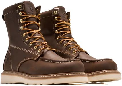SUREWAY Men's 8 Inch Moc Toe Work Boots,Steel Toe Brown,Size 8.5