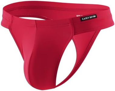 Casey Kevin Men's Ice Silk Thongs Underwear Bulge Pouch G-Strings Brief Underwear for Men T-Back Bikini (Red, XX-Large)