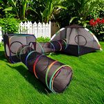 4-in-1 Outdoor Cat Enclosures, Portable Cat Playpen for Indoor Cats Enclosed, Foldable Rainbow Cat Enclosures for Outside Include Cat Tent & Cat Tunnel, Outdoor Cat House Catio for Small Animal