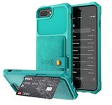 Leather iPhone 7 8 case 3 Card Slots(ID Card,Credit Card Photo Fram or License) 4.7inch Drop Protection,Holder Magnetic Shockproof Concise Screen Protector for iPhone 8 2019 Release-Green