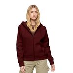 BALANCA Premium Women's Cotton Fleece Full Zipper Hoodie Sweatshirt with Kangaroo Pocket Maroon L