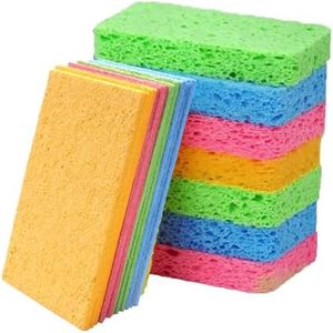 wowled Biodegradable Kitchen Sponges Washing Up, 12 Pack Natural Compostable Cellulose Cleaning Sponges Colourful Sponge for Home Car Daily Use