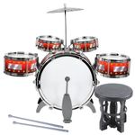 KIOVINO Drum Set for Kids, Jazz Drum Kit with Stool and Drumsticks, Musical Instruments, Christmas and Birthday Gifts for 3 4 5 6 7 8 Year Old Boys Girls (Orange)