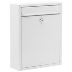 Burg-Wachter MB05 White Compact Wall Mounted Galvanised Steel Postbox - 26x33x9cm