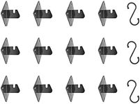 Bagulet – Gridwall Wall Mount Bracket for Grid Wall Slatgrid or Mesh Panel – Pack of 12 – Black – Hanging Display Mounting - Rack Fixture Accessory – Use at Home and Retail Store – 3 S Hooks Included