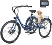 Viribus Electric Trike, 7 Speed Electric Tricycle for Adults 350W with UL 36V 13Ah Battery, 3 Wheel Electric Bike for Seniors Men Women with Basket, E Trike 26 inch 330 lb. Ebike Trike, Etrike Blue