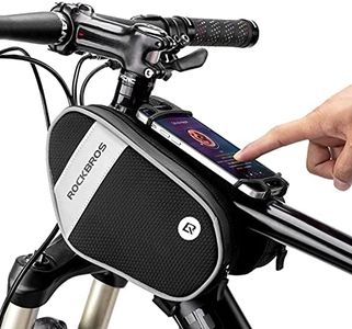 ROCKBROS Bike Front Frame/Handlebar Phone Mount Bag Top Tube Bike/Bicycle Bag Waterproof Cycling Accessories Bike Pouch with 360° Rotation Phone Holder Fit Smartphone Below 6.7''