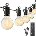 G40 Outdoor String Lights LED 38Ft(28+10) with Remote, Patio Lights with 16 Shatterproof LED Bulbs(1 Spare), Waterproof Globe Hanging Lights for Backyard Pergola Bistro Yard Decor, E12 Socket, 2700K