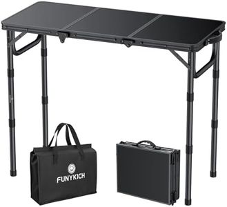 FUNYKICH Table d'Extérieur/Camping Pliante 87x40cm (3 Hauteurs : 26.2/48.1/70cm) en Aluminium Léger avec Plateau MDF Portable et Stable Capacité 66lbs - Idéale pour Pique-Nique,Barbecue,Jardin (Noir)