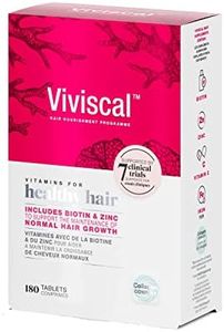 Viviscal - Compléments Alimentaires pour Cheveux, Favorise la Pousse & la Santé des Cheveux, 100% d'Ingrédients Naturels, avec Complexe de Protéines AminoMar C/Biotine/Zinc, 180 Gélules (3 Mois)