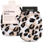 Kitsch Deep Exfoliating Glove, Eco Friendly Exfoliating Body Scrubber, Dead Skin Remover & Body Scrubber Exfoliator, Body Scrub Mitt for Skin Cell Renewal, Body Exfoliating Gloves for Shower, Leopard