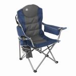 LANMOUNTAIN Camping Chairs for Adults,High Back Outdoor Folding Padded Heavy Duty Lawn Chairs w/Cup Holder,Cooler Bag,Wine Glass Holder,Perfect for Adults Beach Trips,Blue