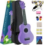 VANPHY Soprano Ukulele for Kids 21 Inch Ukelele with Bag Strap Picks Songbook Cleaning Cloth Suitable for Adults and Beginners（Purple）