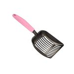 WePet Cat Litter Scoop, Non-Stick Plated Aluminum Alloy Sifter, Kitty Durable Metal Scooper, Deep Shovel, Long Handle, Kitten Pooper Lifter, Size Medium, Coated Black Body with Orange Handle