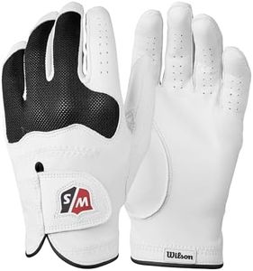 Wilson Staff Conform Glove Guante de Golf, para Hombre, Mano Izquierda, Rizo/Cuero cabretta, Blanco/Negro, M/L