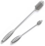 GrandTies Silicone Bottle Cleaning Brush Set | Extra Long Bottle Brush for Narrow Neck Bottle, Water Bottle, Cup, Mug, Blender Bottle, Tumbler, Hydro Flask, Baby Bottle, Wine Glass (Moonlight Gray)