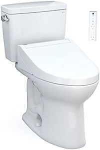 TOTO Drake WASHLET - Two-Piece Elongated 1.28 GPF Universal Height TORNADO FLUSH Toilet with C5 Bidet Seat, 10 Inch Rough-In, Cotton White - MW7763084CEFG.10#01