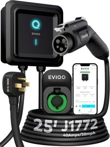 EVIQO Level 2 EV Charger – 40 Amp (9.6 kW) 240V – Wall EV Charger Level 2, NEMA 14-50 Plug, J1772 25' Cable, Enhanced Wi-Fi – UL, Energy Star and ETL Certified EVSE, Smart Car Charging Station – GEN 2