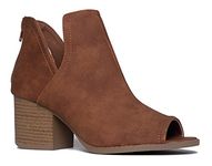 J. Adams Western Low Ankle Boot - Cut Out Stacked Heel Bootie - Comfortable Walking Shoe - Tabs by