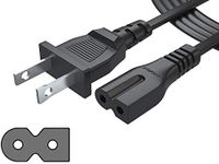 Pwr Long 6Ft 2 Prong Polarized-Power-Cord for Vizio-LED-TV Smart-HDTV D-E-M-Series Others 2 Slot Adapter-AC-Wall-Cable: IEC-60320 IEC320 C7 to NEMA 1-15P UL Listed Black